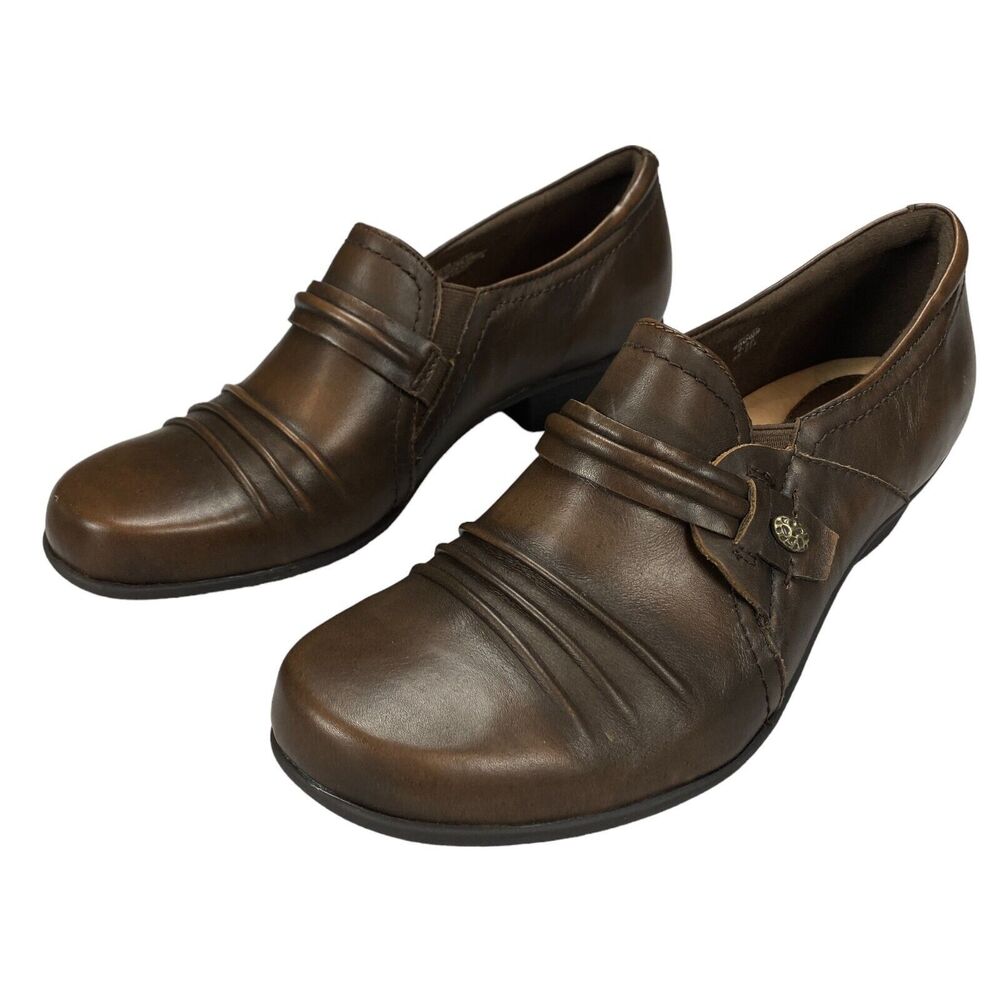 Earth Loafer Shoes Womens Sz 9.5D Maize Brown Leather Slip On Comfort Block Heel - Picture 11 of 16